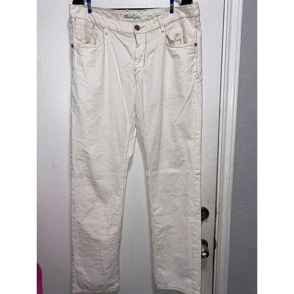 Robert Graham Jeans Classic Yates Mens Pants Size 36/32‎ Off White/Ivory